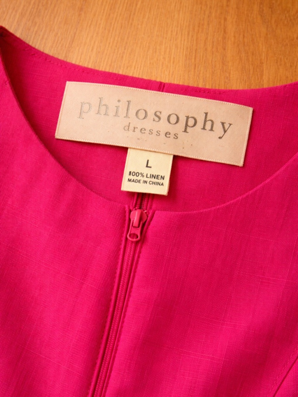 NWT Philosophy Linen Sleeveless Pink dress Size Large Shift - Picture 5 of 5